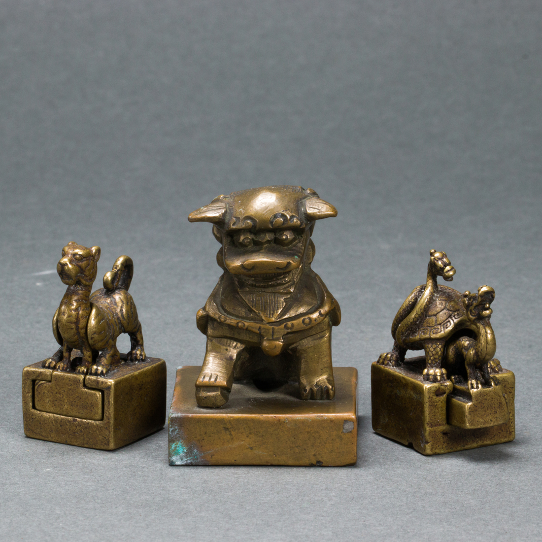 THREE CHINESE BRONZE SEALS Three