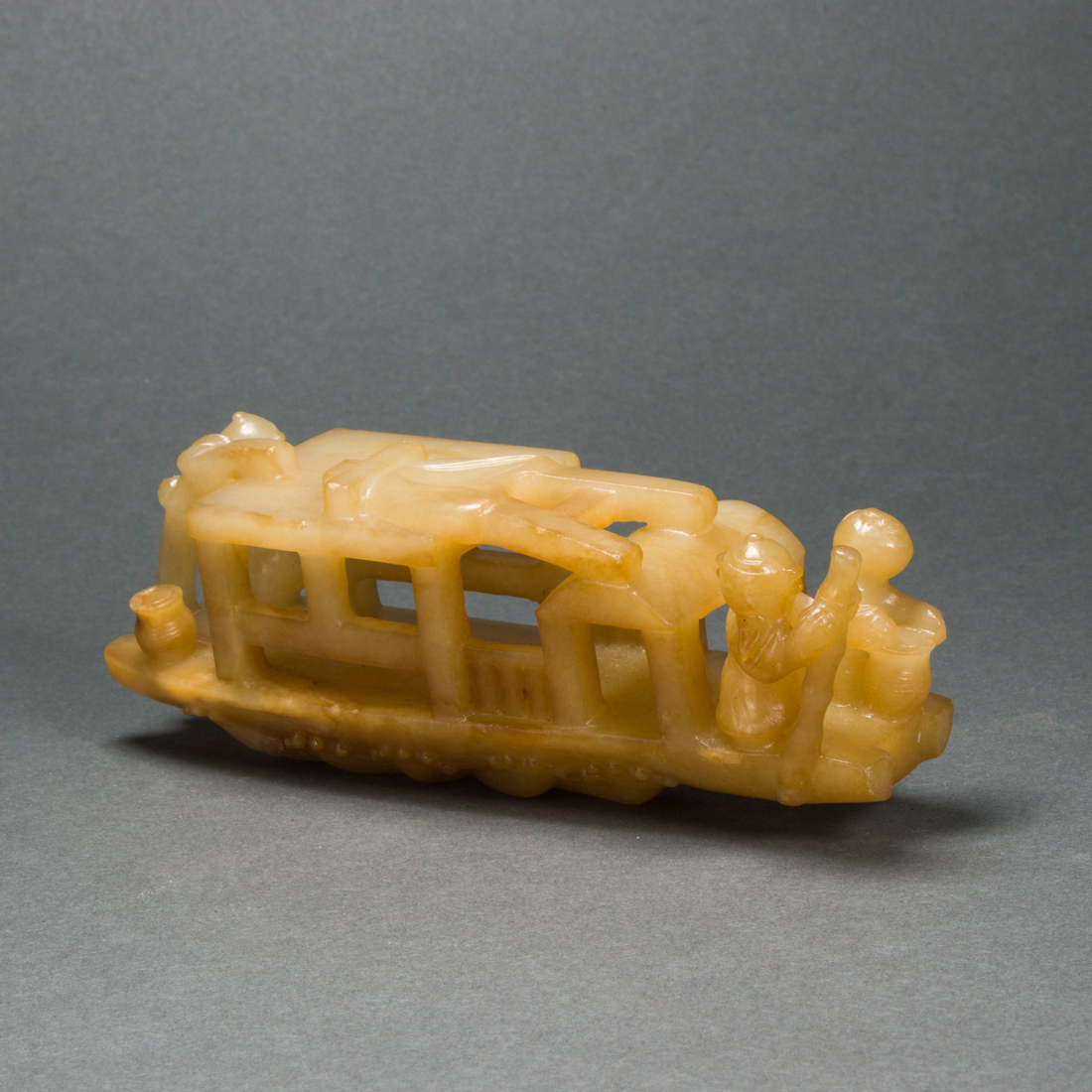 CHINESE YELLOW JADE BOAT Chinese yellow