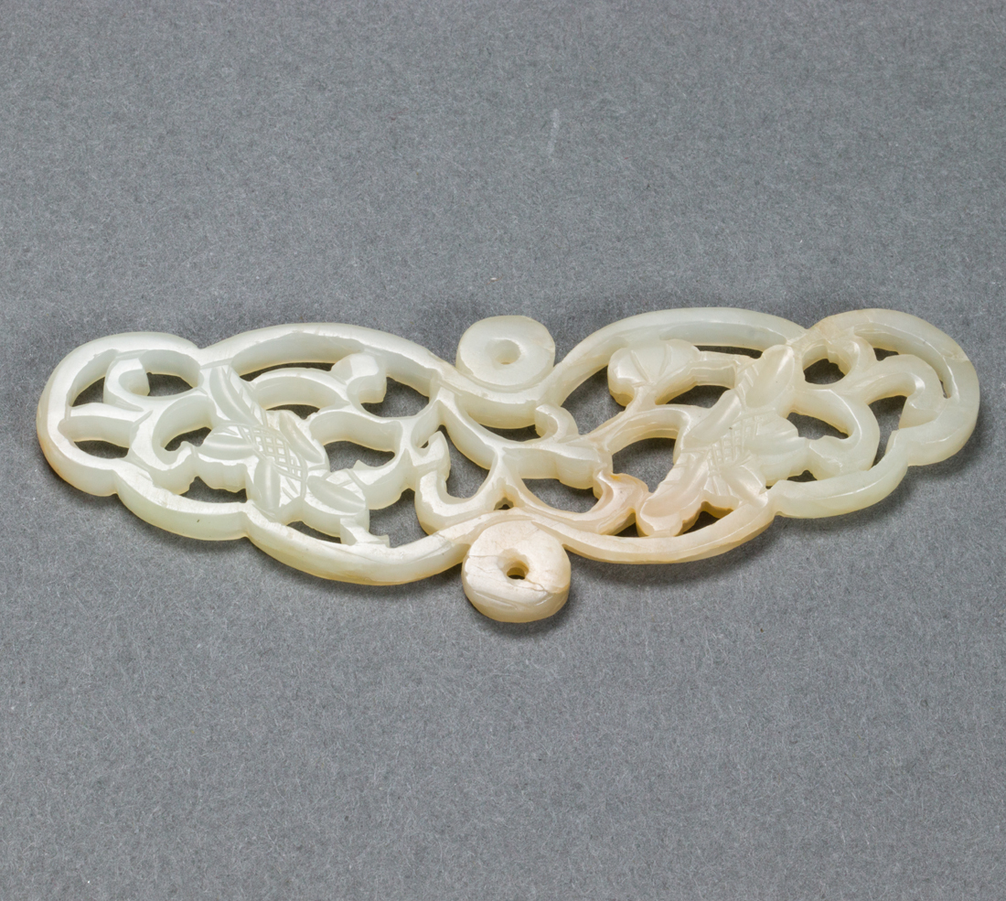CHINESE CELADON JADE OPENWORK FLORAL 3a1500