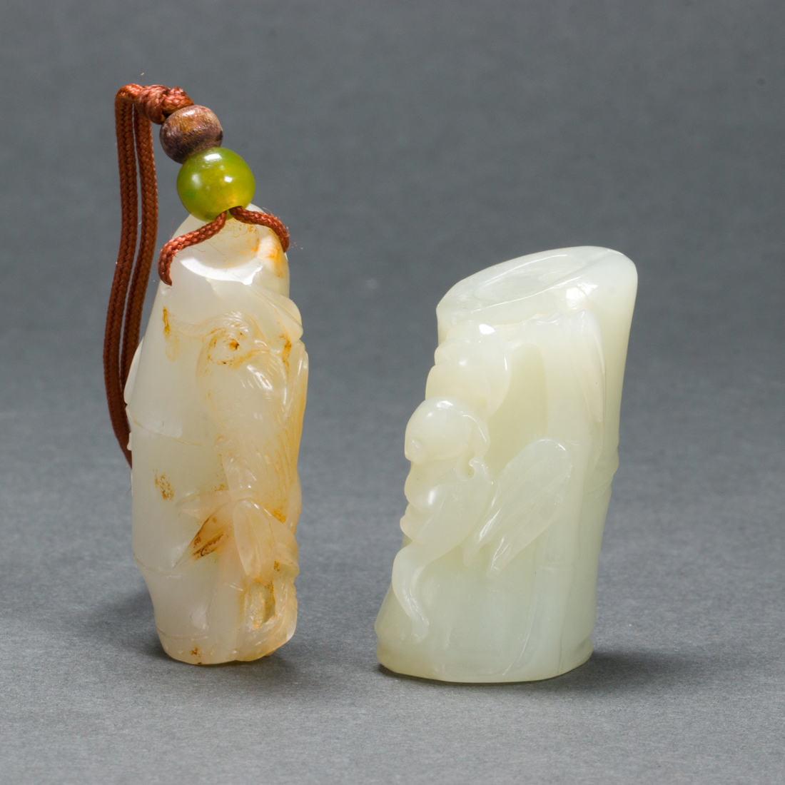 TWO CHINESE JADE BAMBOO PENDANTS 3a1503