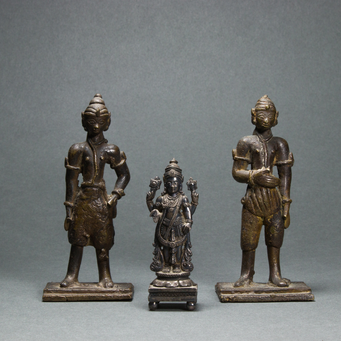 THREE SOUTH ASIAN METAL HINDU FIGURES 3a150b