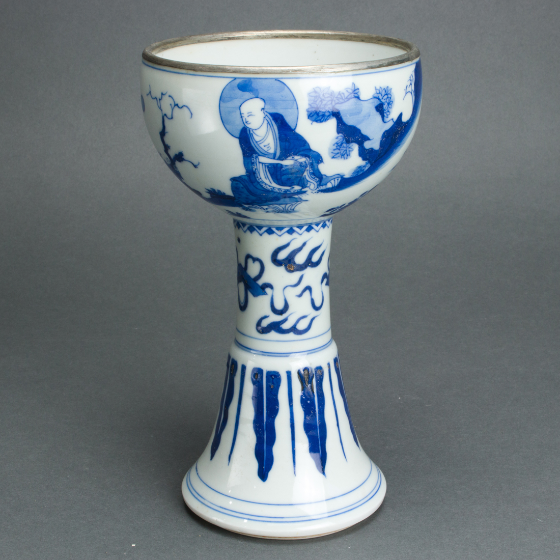 CHINESE UNDERGLAZED BLUE STEM CUP Chinese