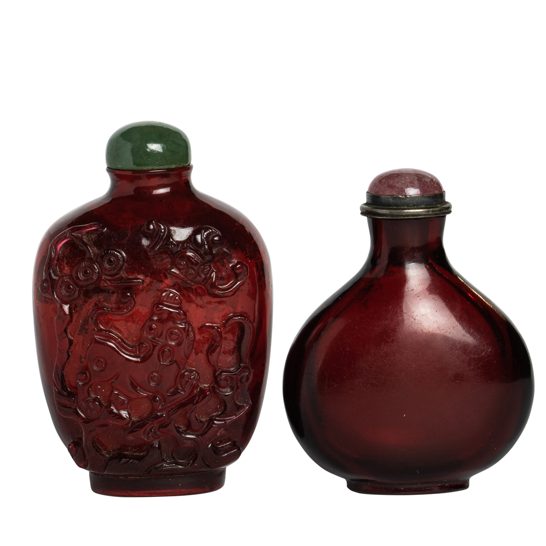 TWO CHINESE RUBY-RED GLASS SNUFF