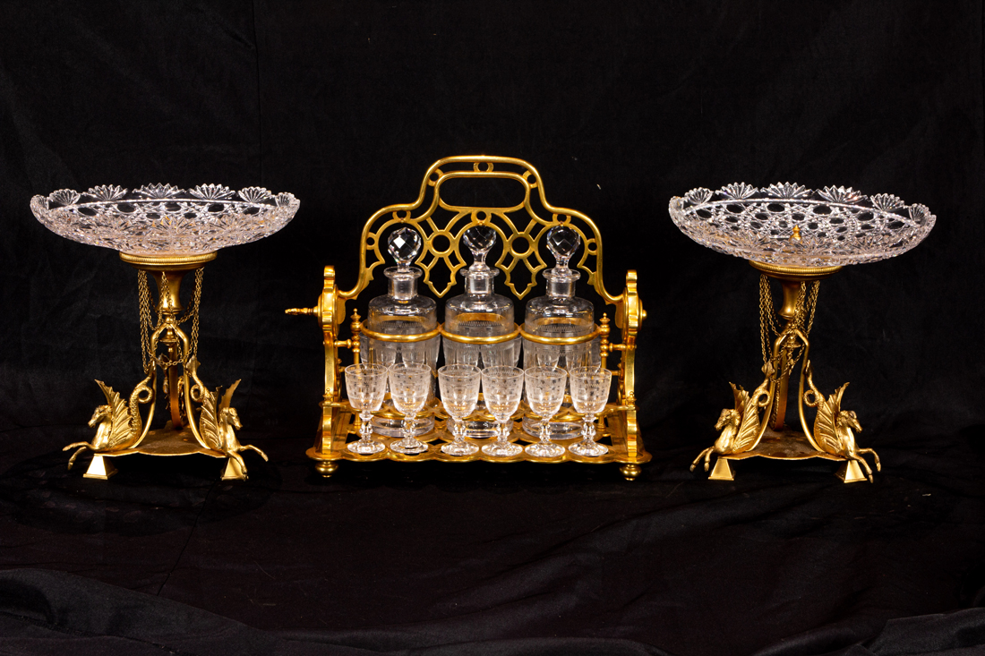 (LOT OF 3) BACCARAT STYLE GILT BRONZE