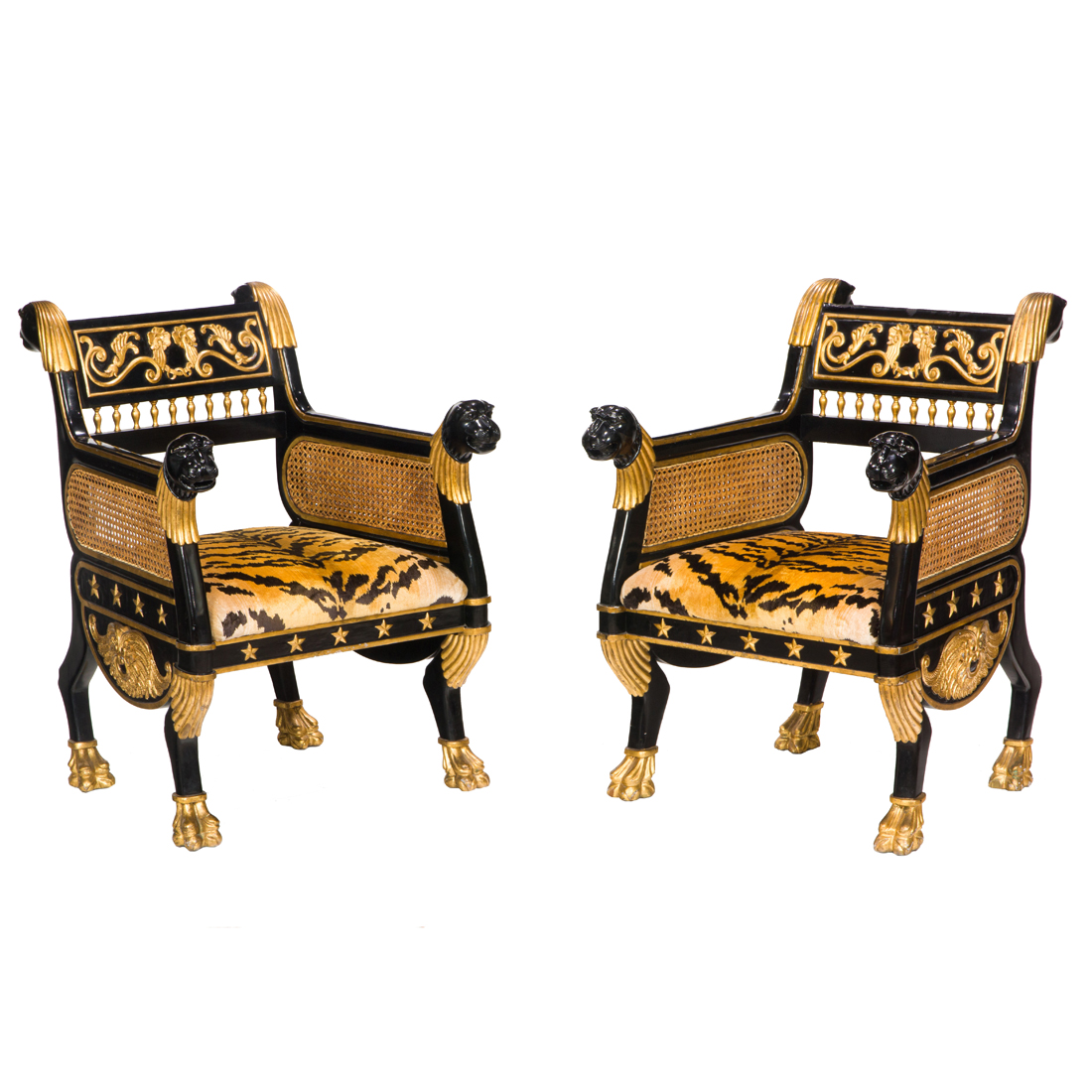 A PAIR OF EGYPTIAN REVIVAL EBONIZED 3a16af