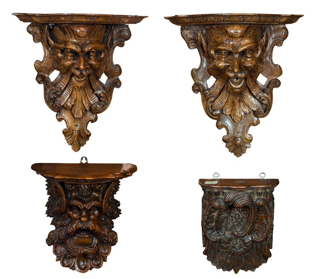 (LOT OF 4) CONTINENTAL CARVED WALL
