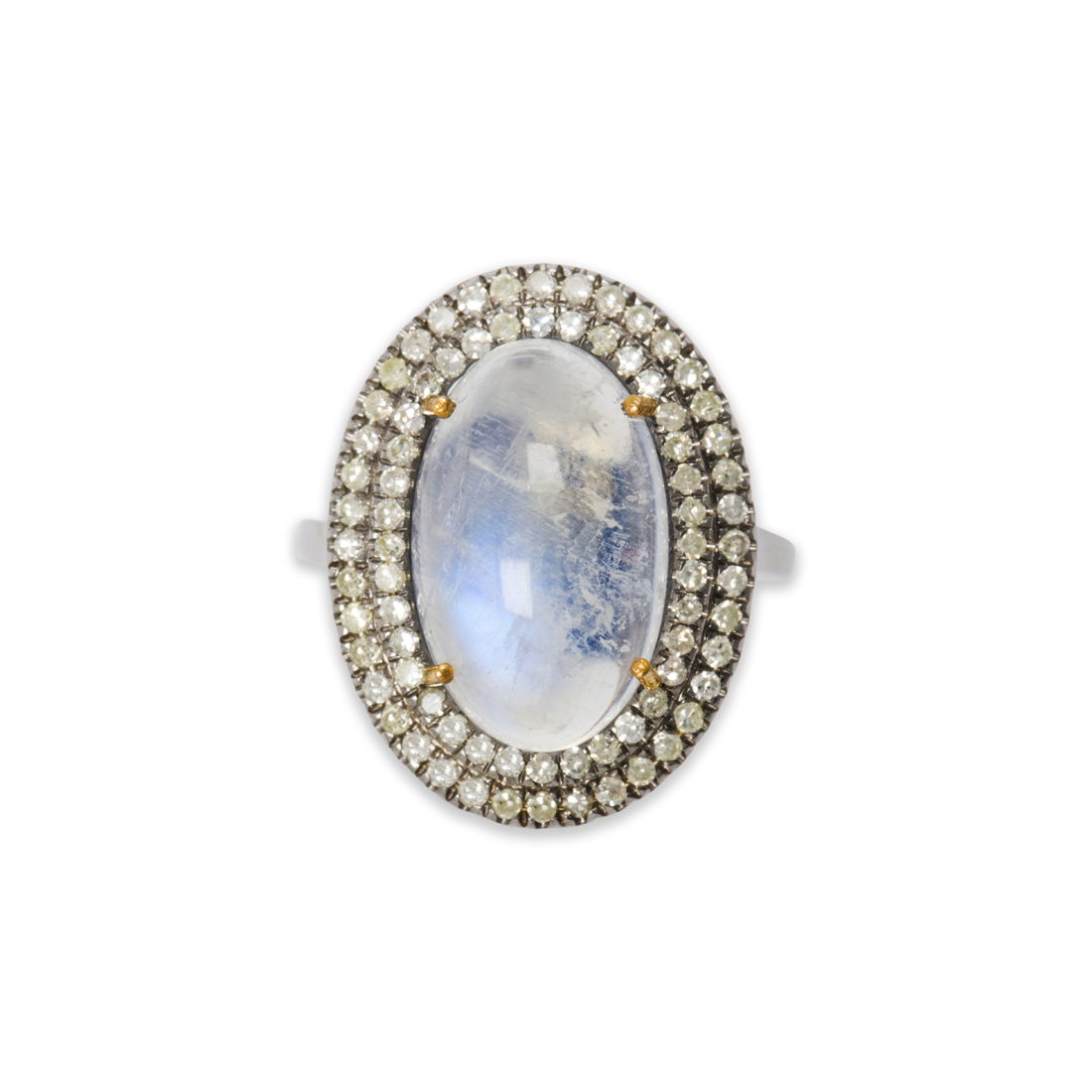 A MOONSTONE AND DIAMOND RING A