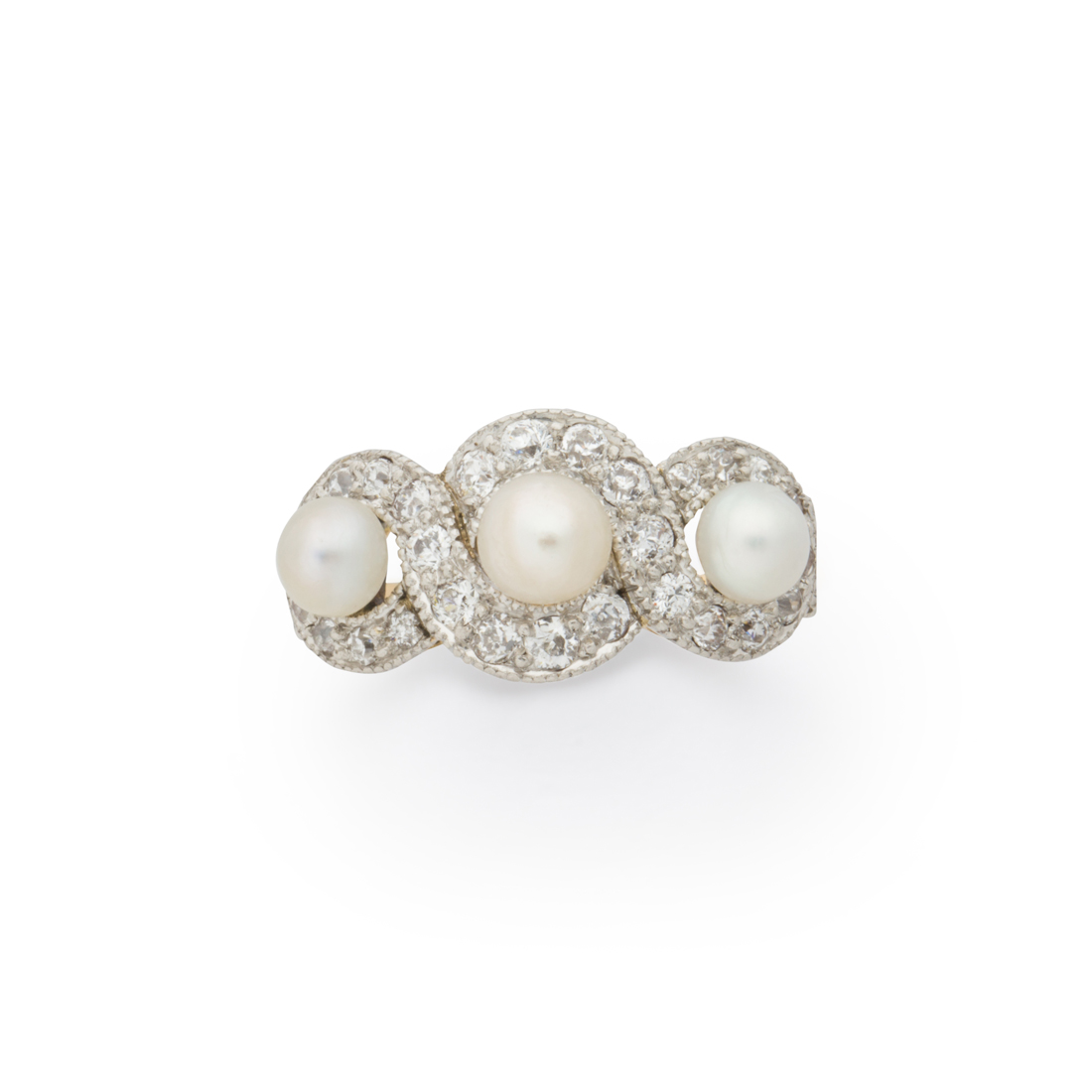 AN EDWARDIAN PEARL, DIAMOND AND