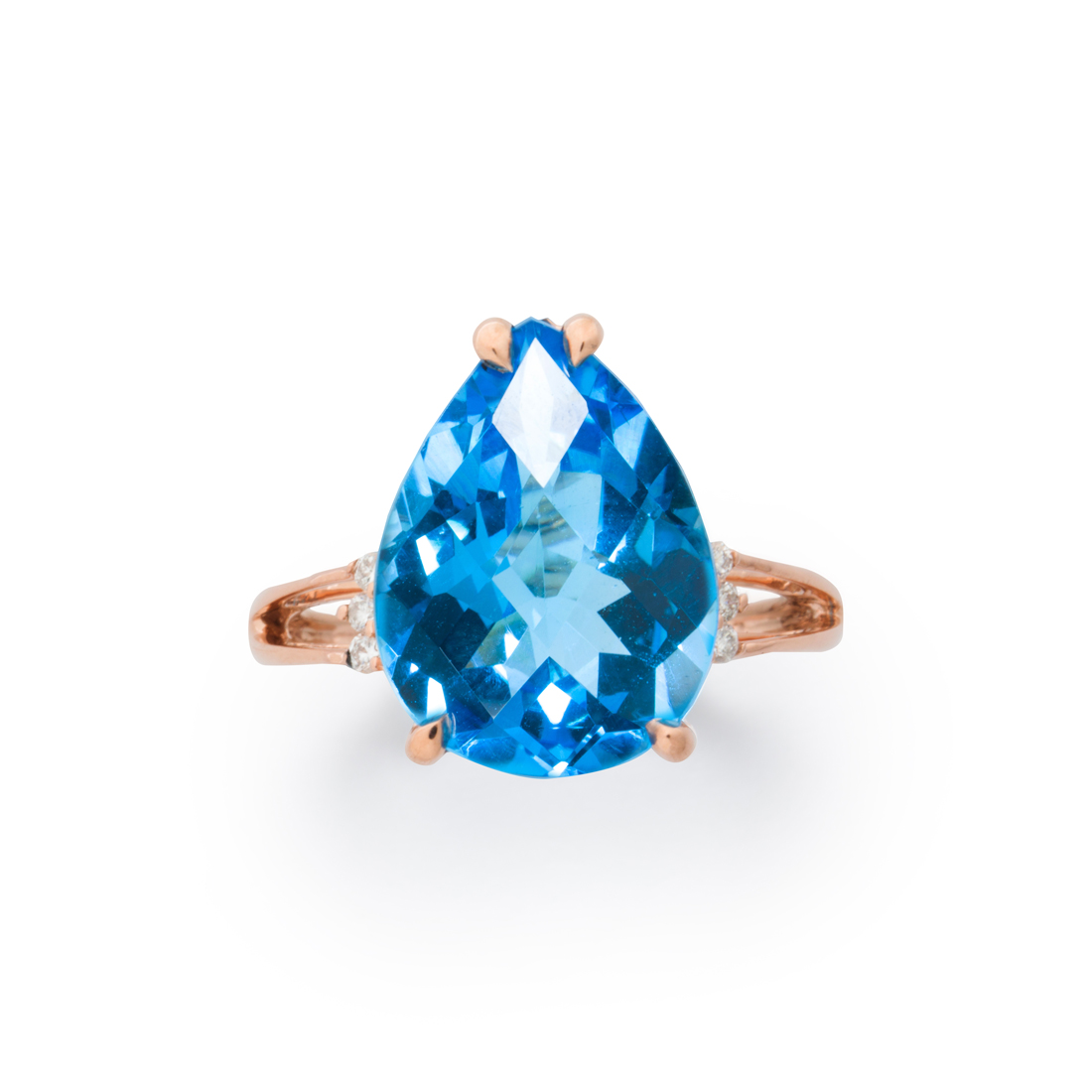 A TOPAZ, DIAMOND AND FOURTEEN KARAT