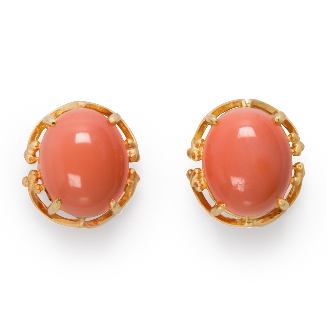 A PAIR OF CORAL AND FOURTEEN KARAT 3a18c5