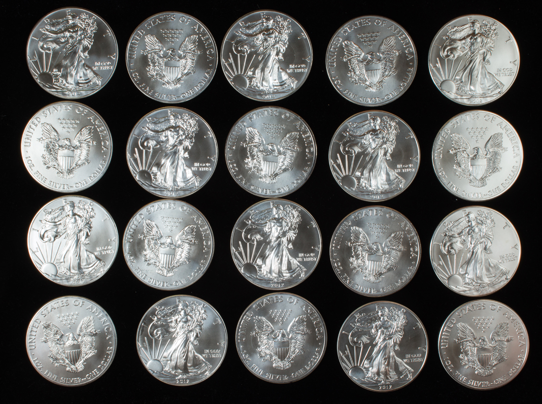  LOT OF 20 2012 SILVER EAGLES 3a18f7