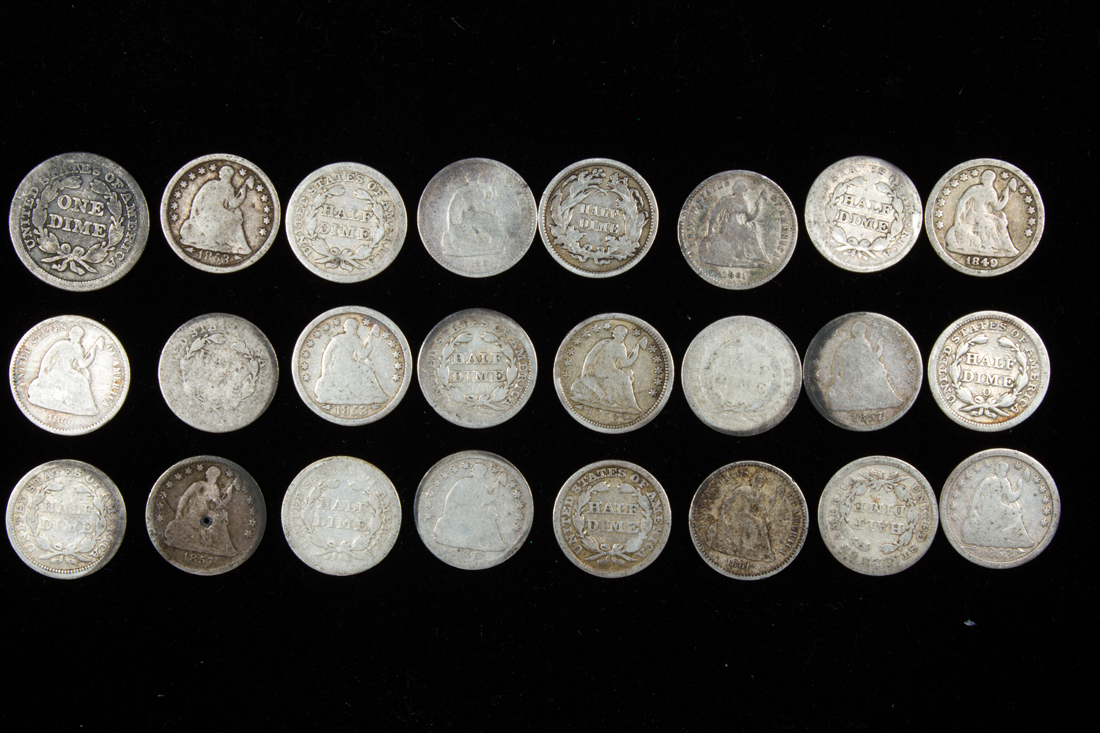 (LOT OF 24) SEATED LIBERTY HALF