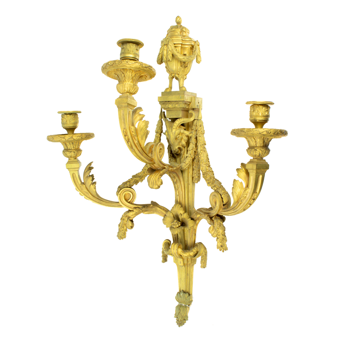 A NEOCLASSICAL STYLE GILT BRONZE THREE-LIGHT