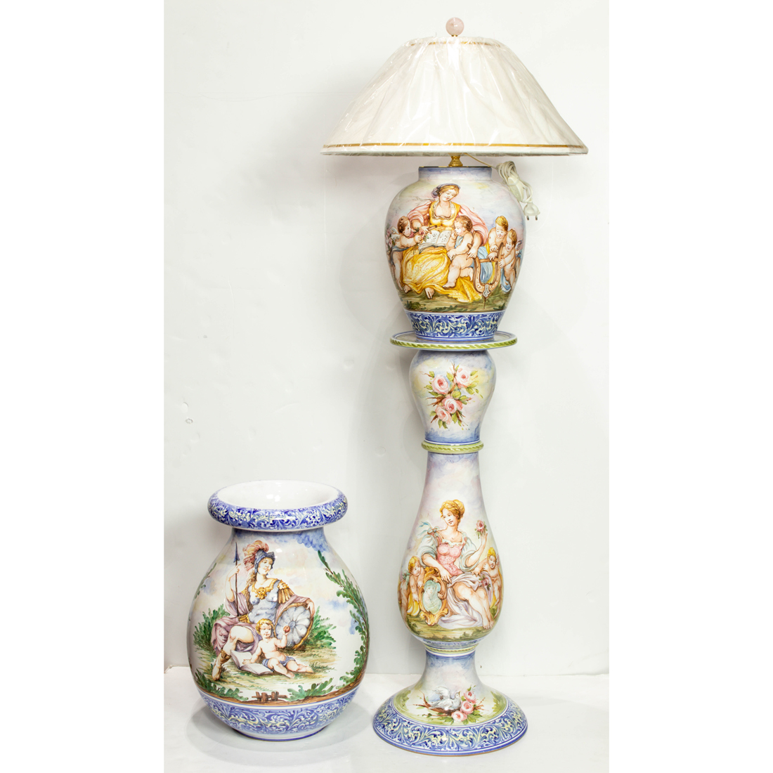 (LOT OF 3) ITALIAN MAJOLICA LAMP,