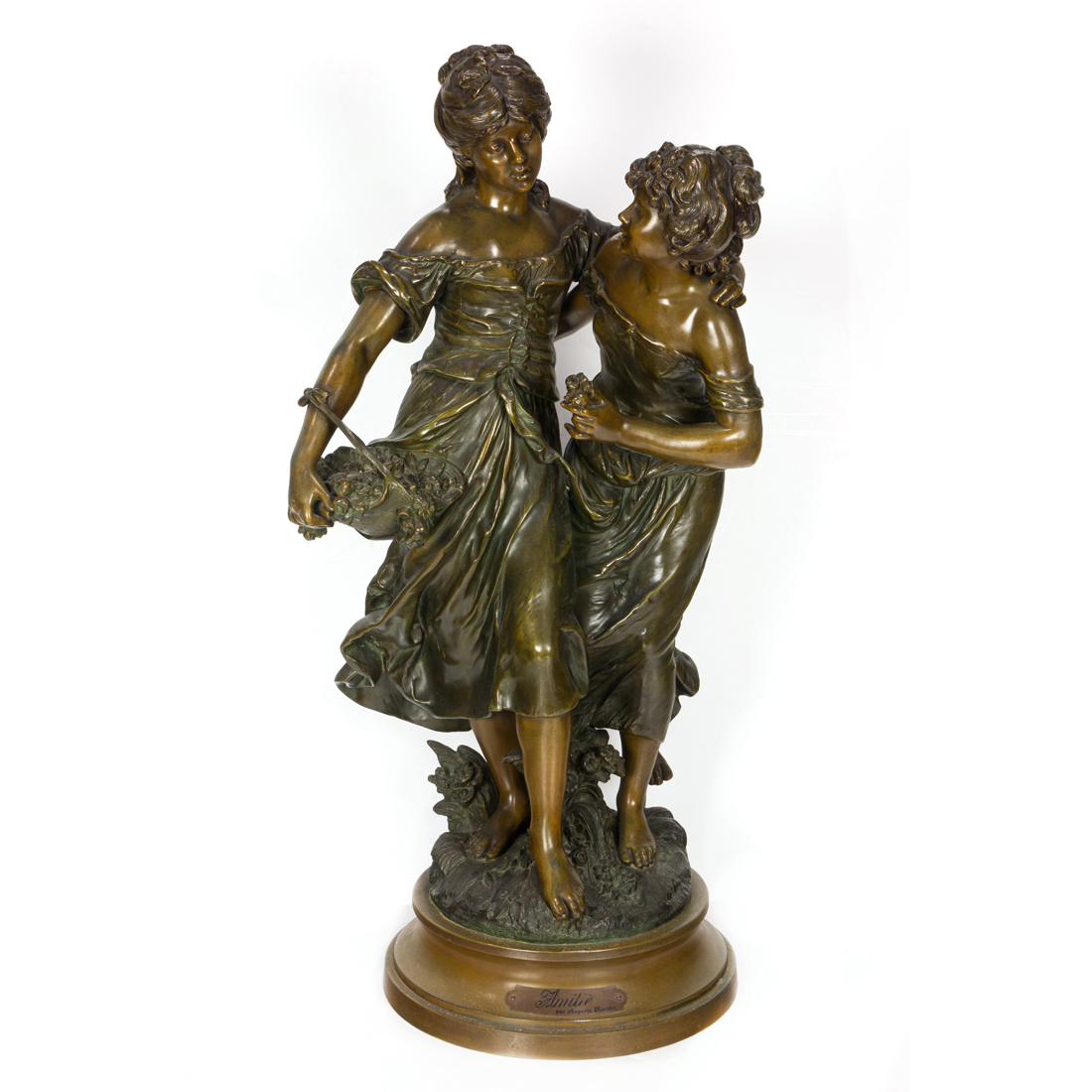 A FRENCH PATINATED METAL FIGURAL GROUP