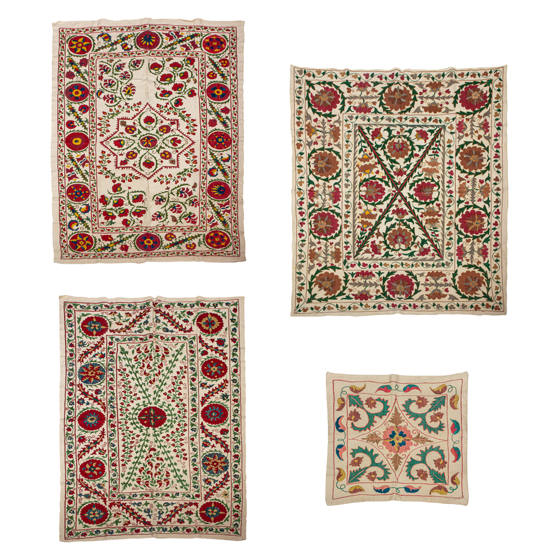(LOT OF 4) SUZANI EMBROIDERED TEXTILE