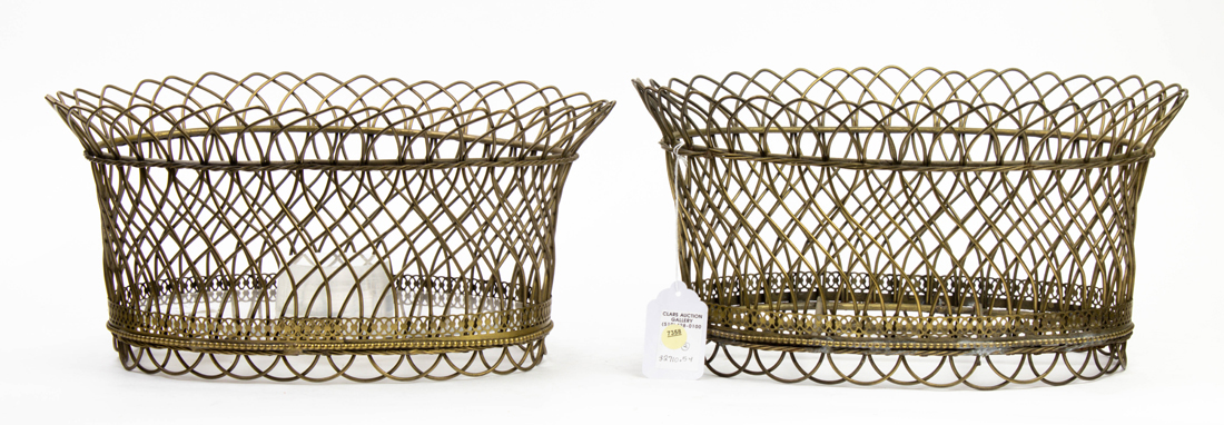 PAIR OF FRENCH WIRE OVAL PLANTERS
