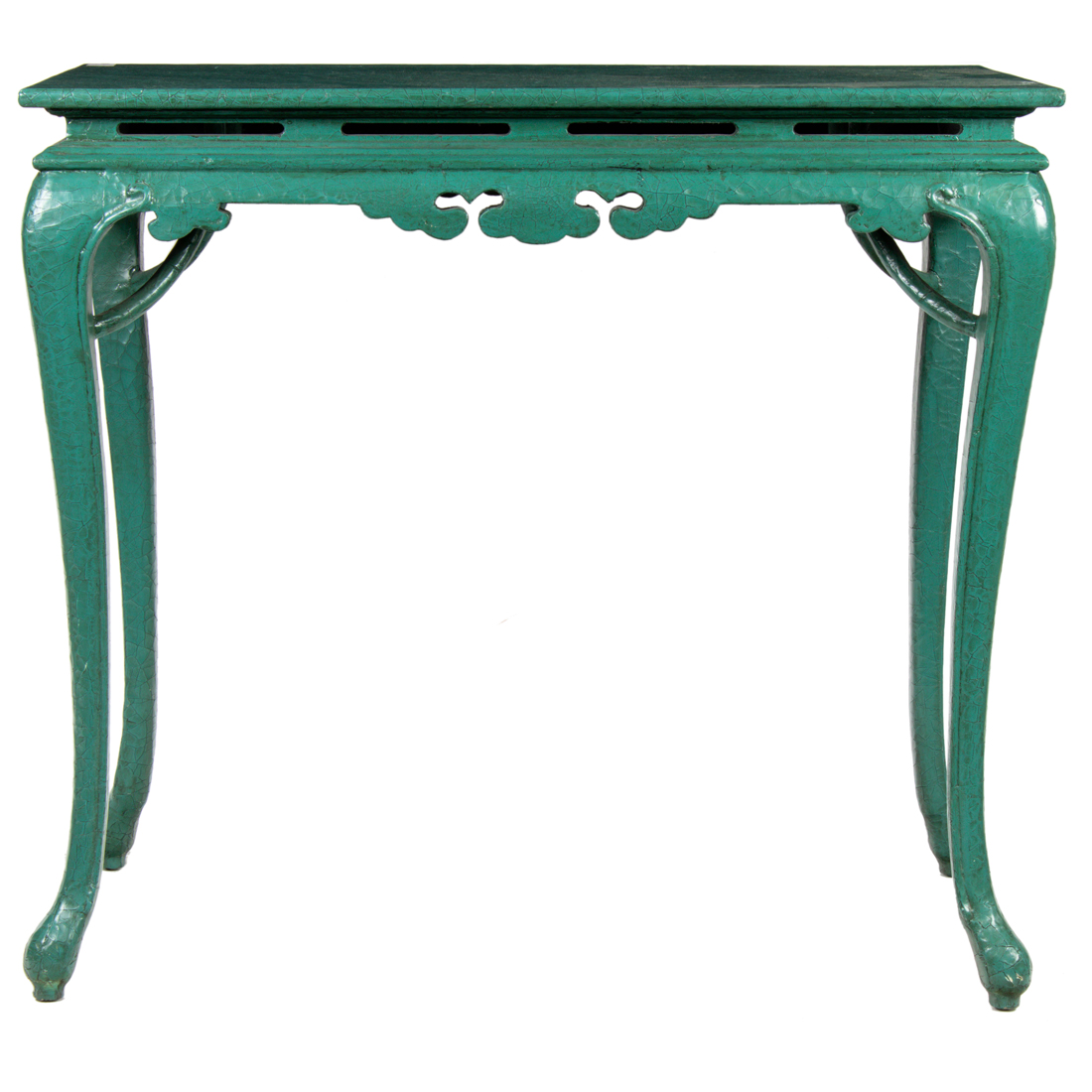 CHINESE STYLE GREEN LACQUERED CONSOLE