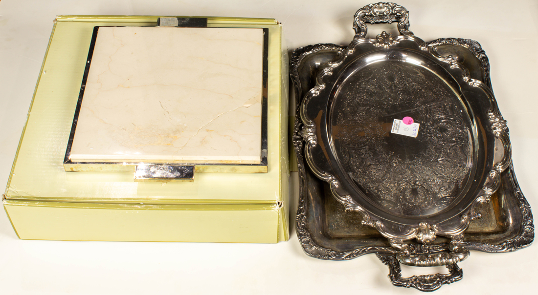  LOT OF 3 SILVERPLATE TRAYS TWO 3a1aea
