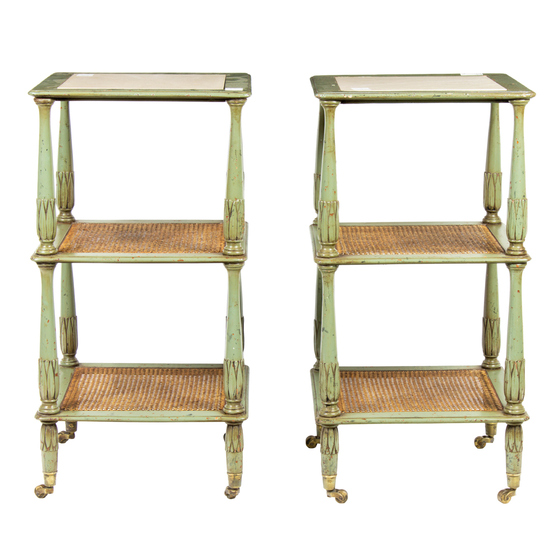 A PAIR OF LOUIS XVI STYLE GREEN