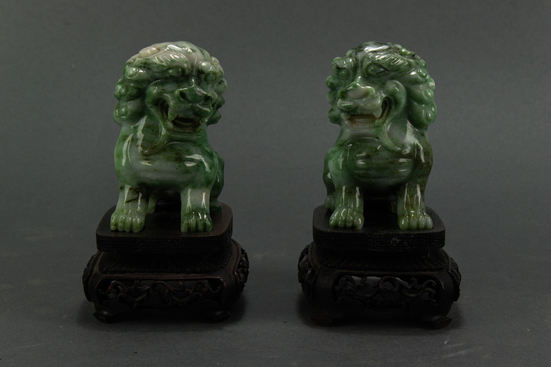 PAIR OF GREEN AND WHITE JADEITE 3a1b58