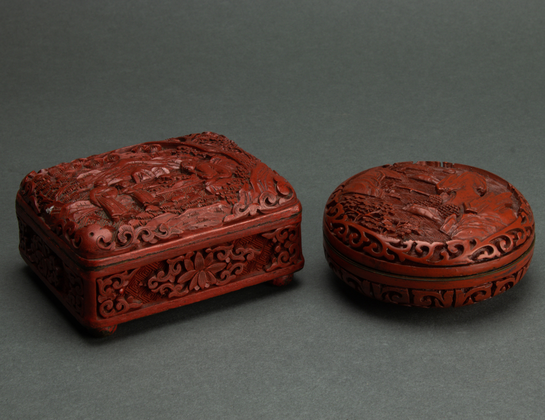  LOT OF 2 CHINESE CINNABAR LACQUER 3a1b6e