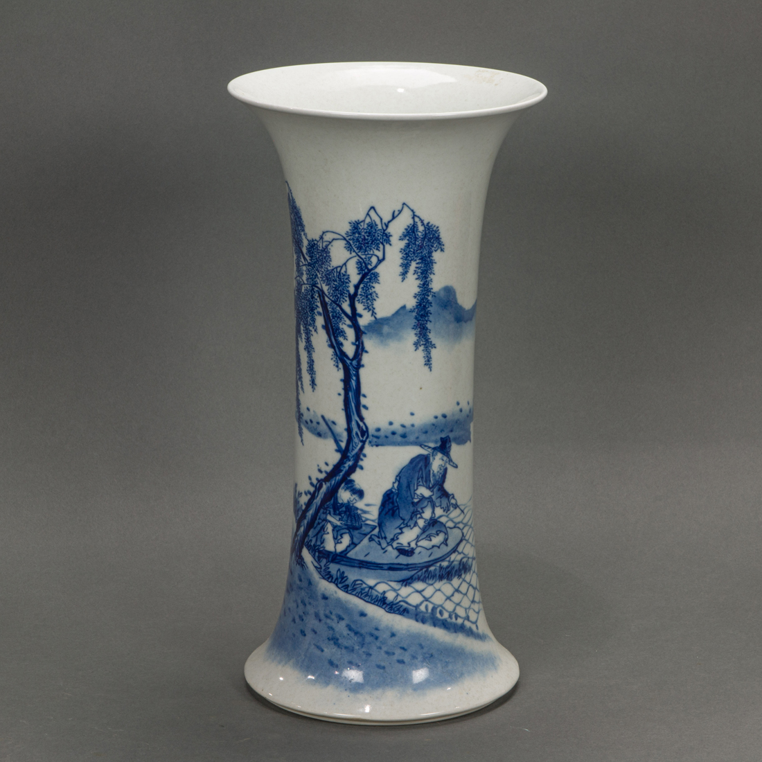 UNDERGLAZE BLUE TRUMPET VASE Underglaze