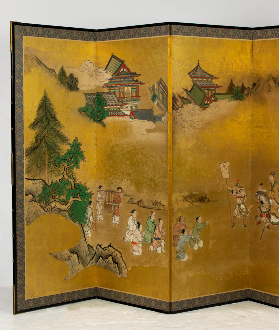 JAPANESE SIX-PANEL FIGURAL FOLDING SCREEN