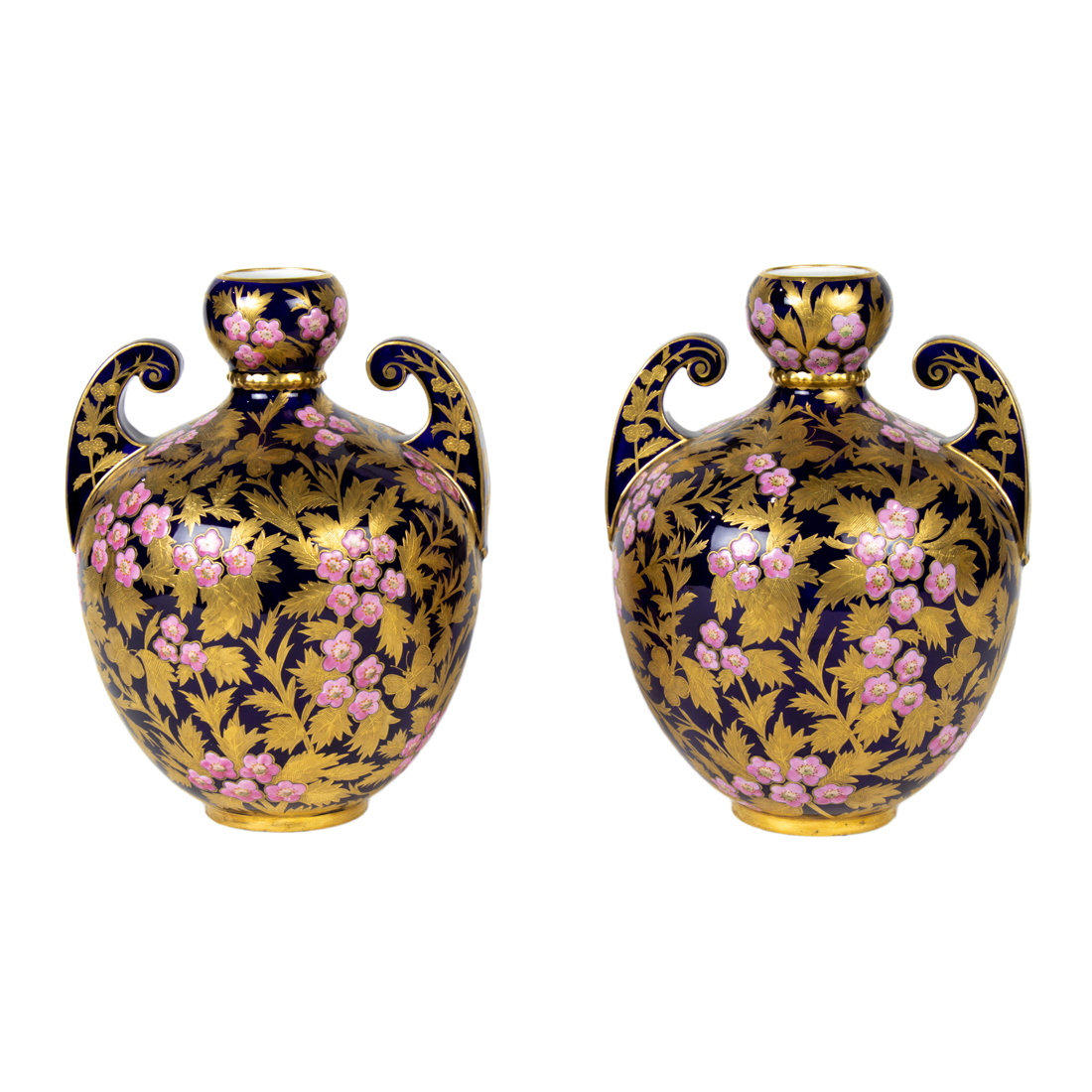 A PAIR OF ROYAL CROWN DERBY PORCELAIN