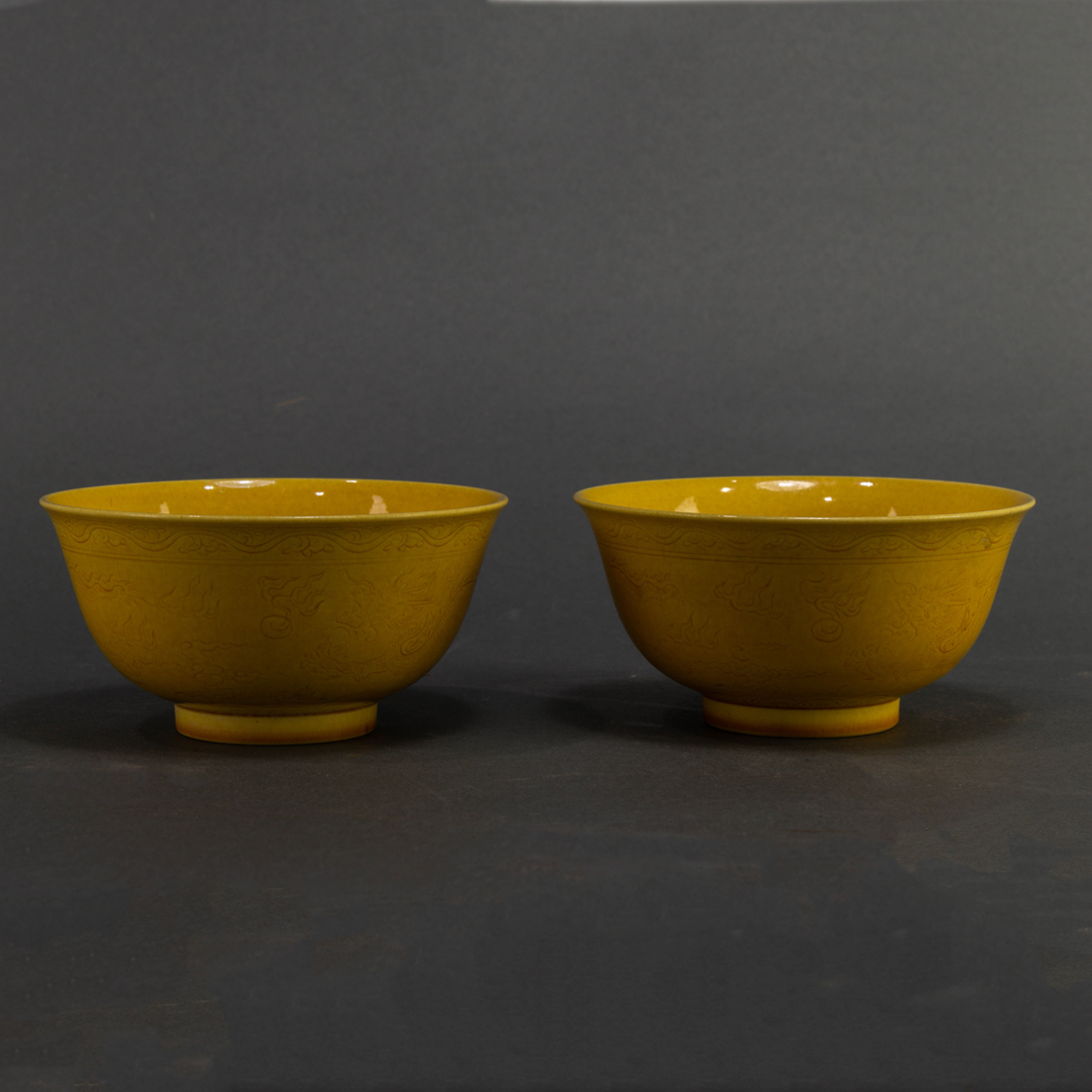 PAIR OF CHINESE YELLOW GLAZED 'DRAGON'