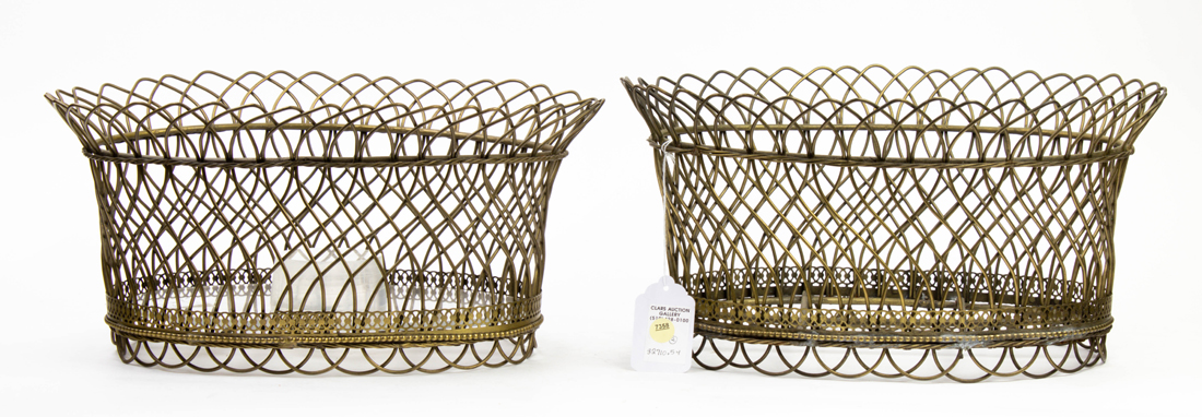 PAIR OF FRENCH WIRE OVAL PLANTERS 3a1ec0