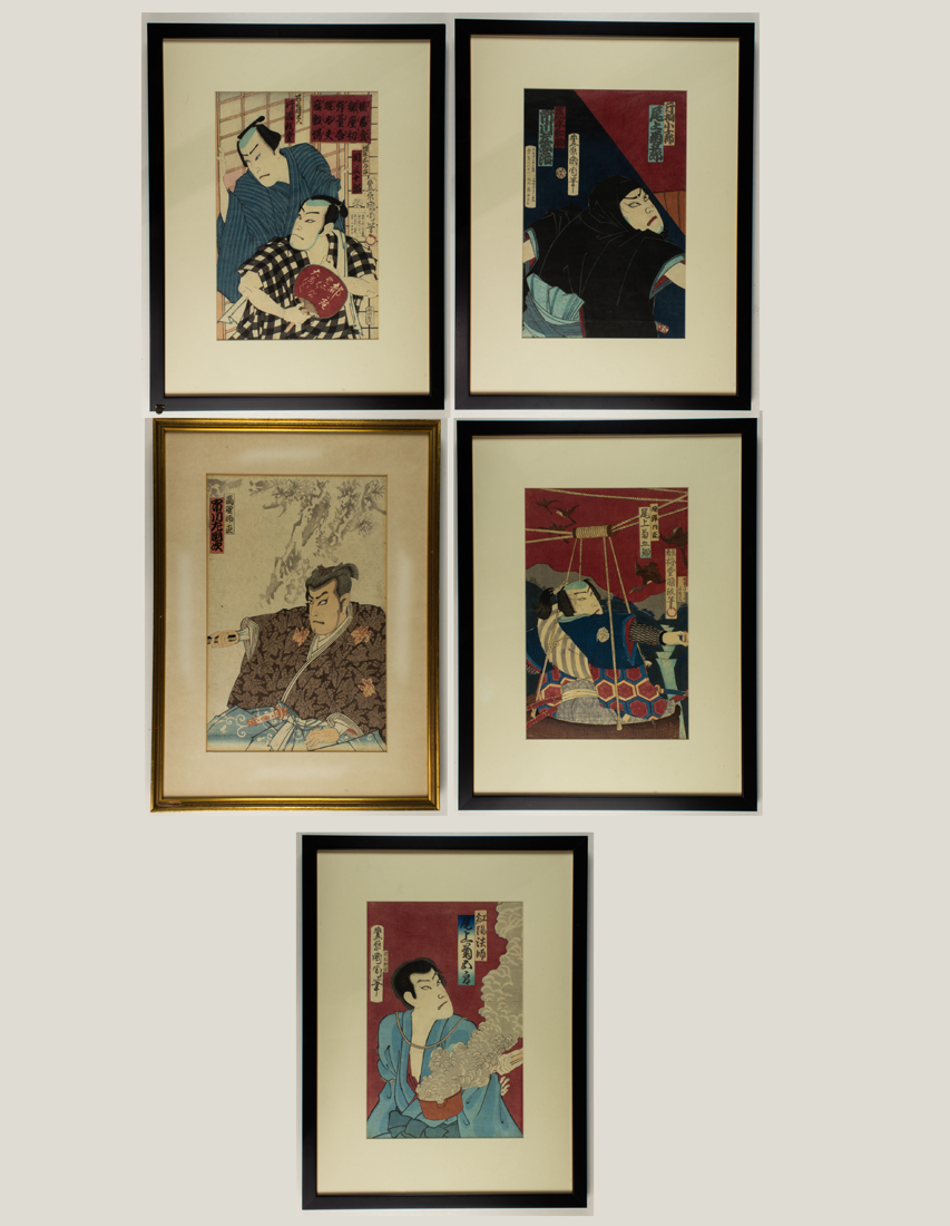 (LOT OF 5) JAPANESE WOODBLOCK PRINTS