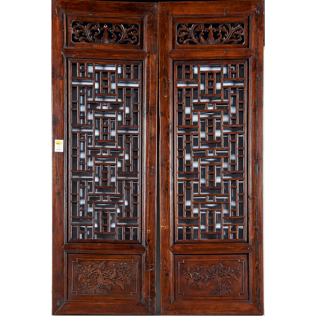 PAIR OF CHINESE CARVED WOOD WINDOW