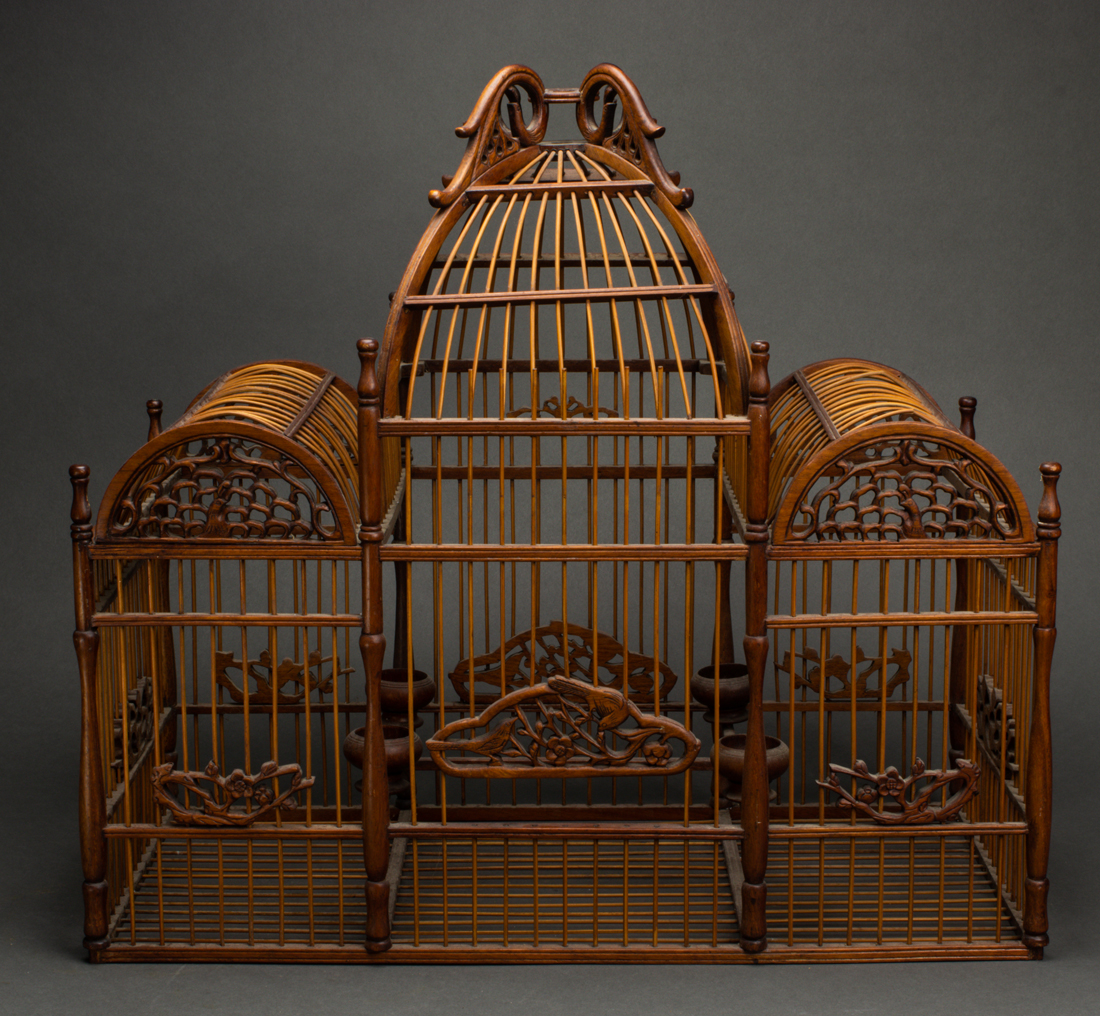 CHINESE BAMBOO AND WOOD BIRDCAGE Chinese