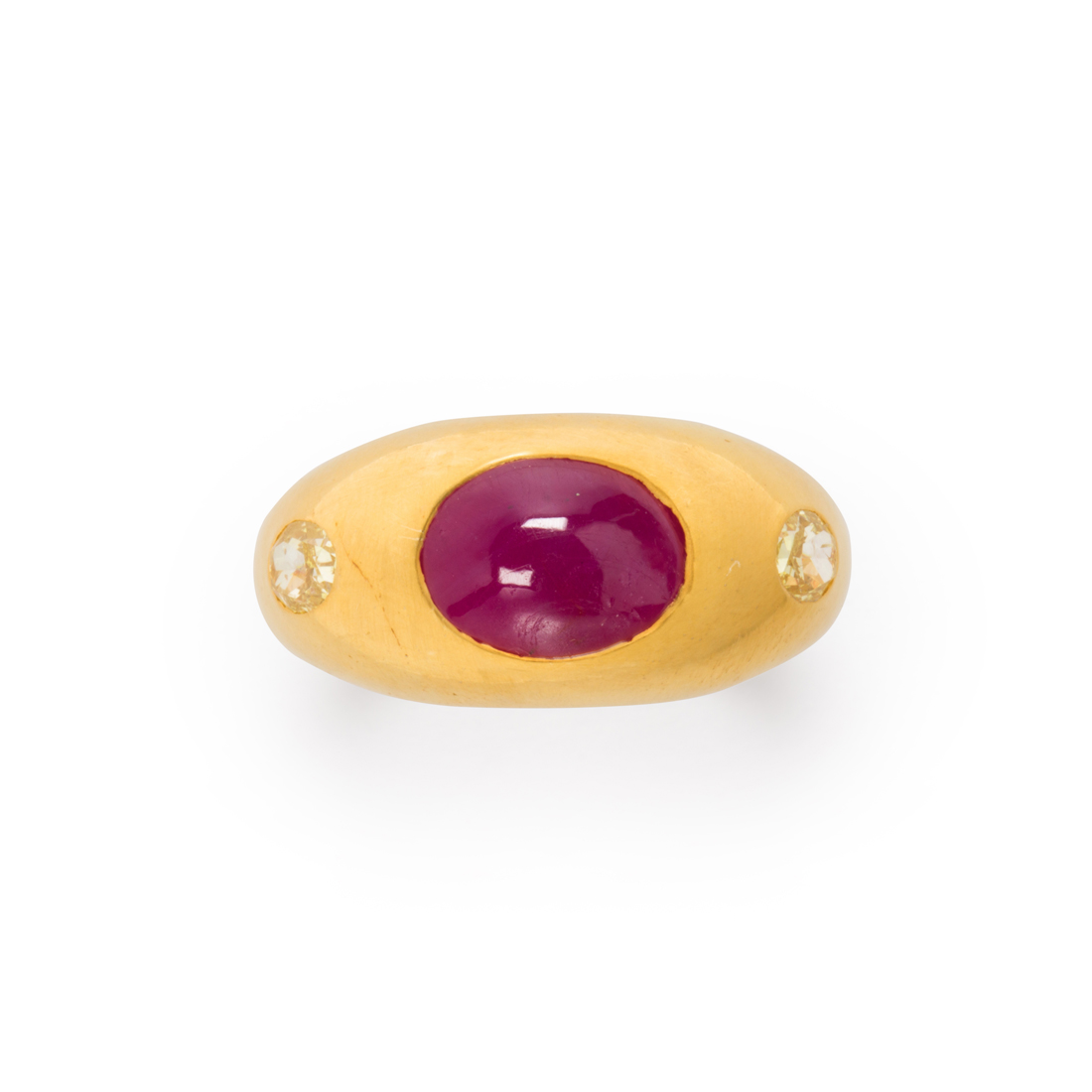 AN UNHEATED RUBY AND EIGHTEEN KARAT