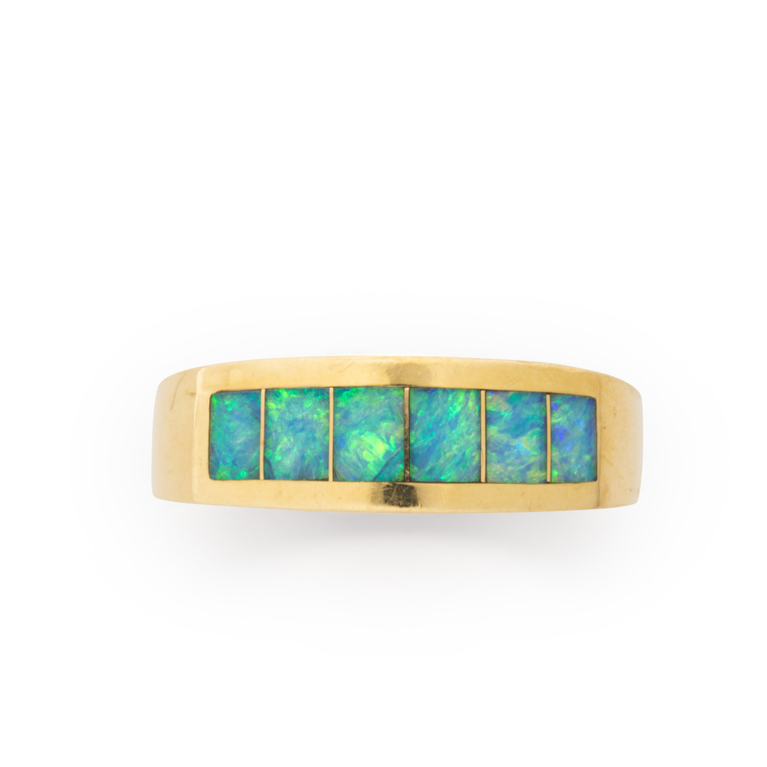 A OPAL AND EIGHTEEN KARAT GOLD