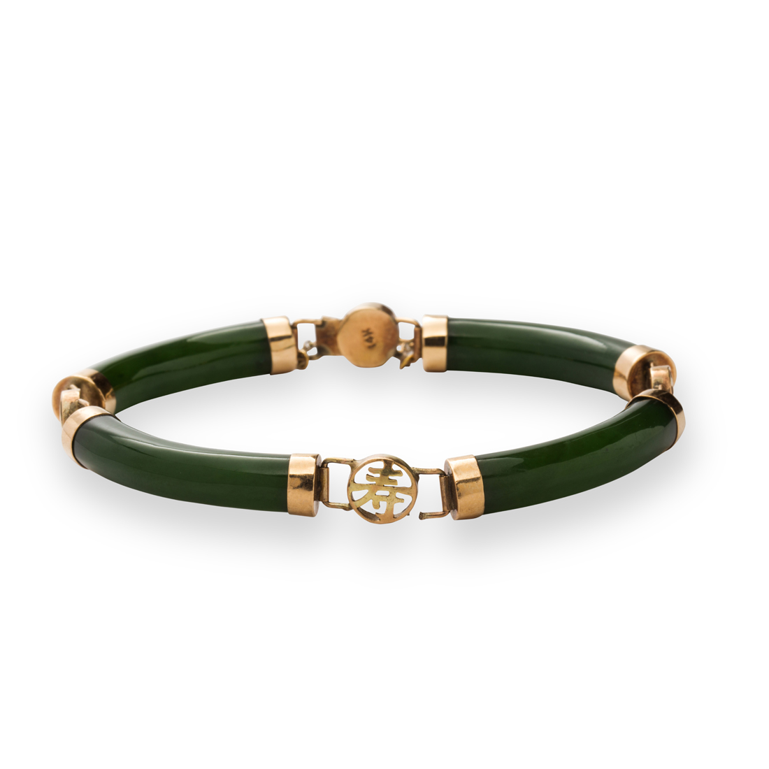 A JADE AND FOURTEEN KARAT GOLD 3a1fdf