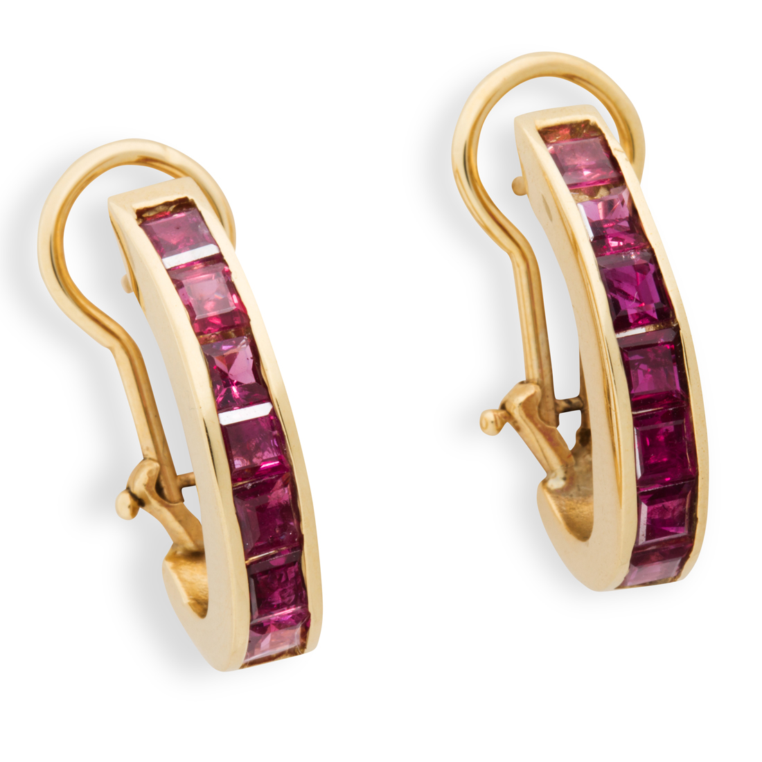 A PAIR OF RUBY AND FOURTEEN KARAT