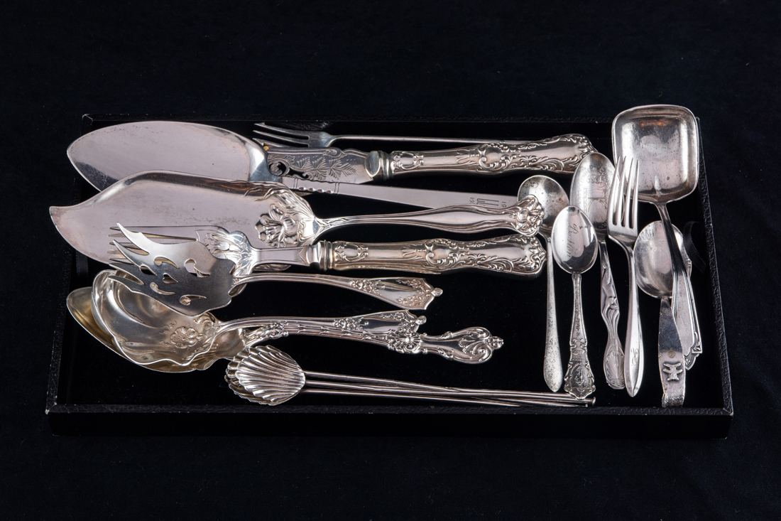 (LOT OF 19) SILVER UTENSILS, MOSTLY