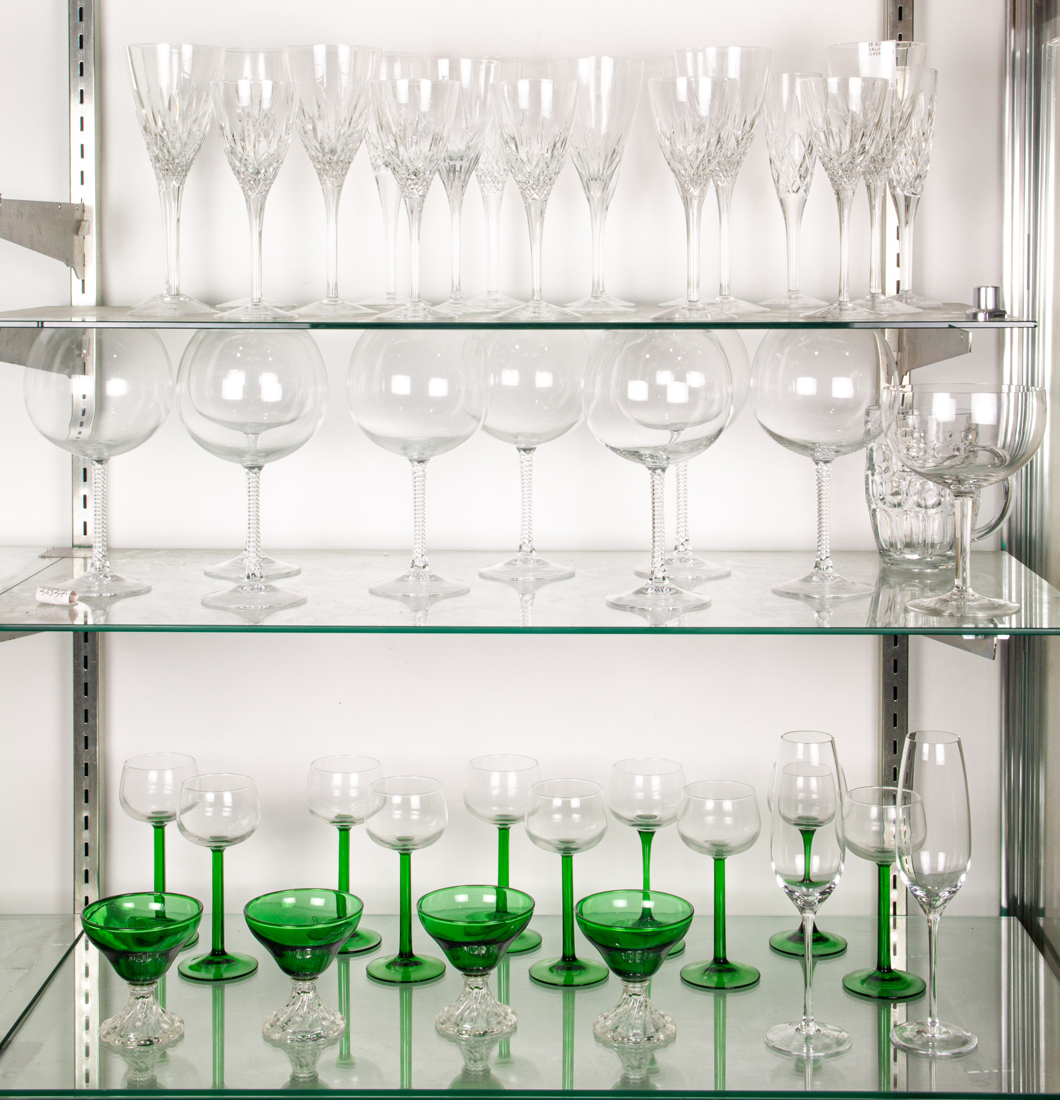 THREE SHELVES OF STEMWARE Three shelves