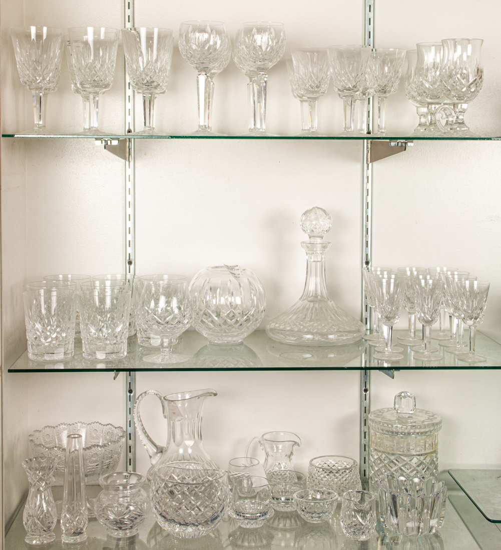 THREE SHELVES OF WATERFORD CUT