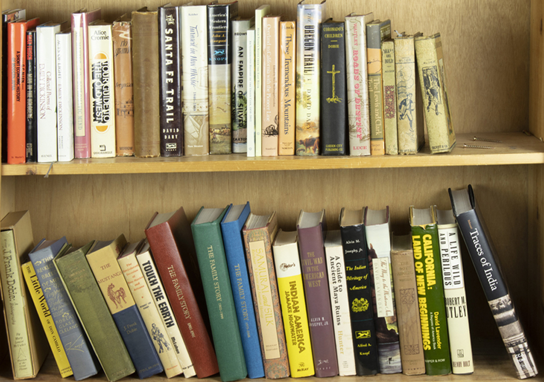 TWO SHELVES OF BOOKS MOSTLY ON 3a216a