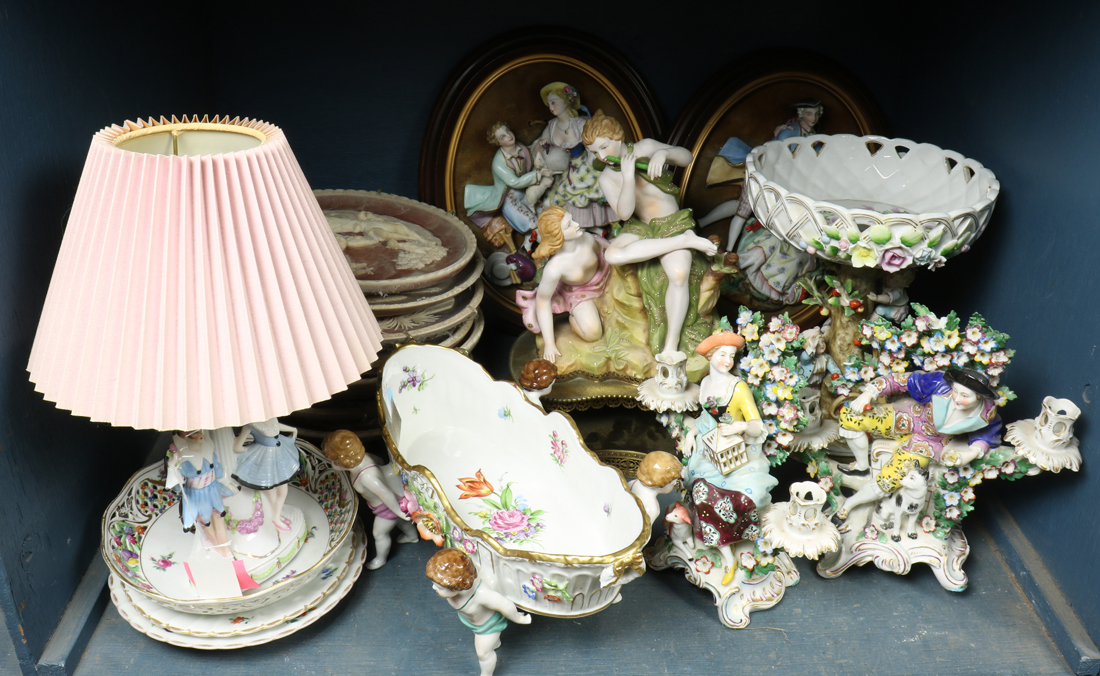 ONE SHELF OF MAINLY CONTINENTAL PORCELAIN