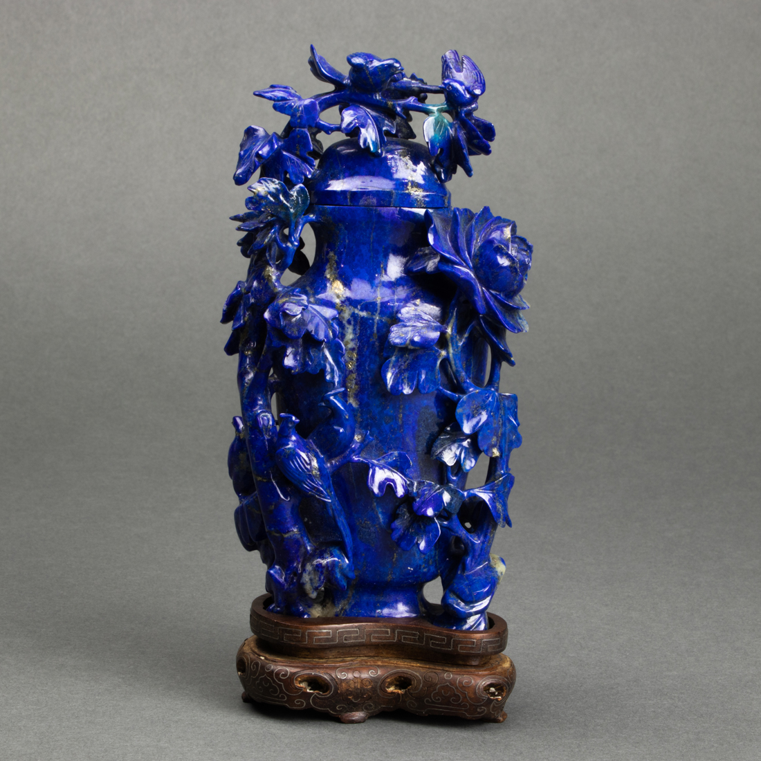 CHINESE CARVED LAPIS LAZULI COVERED