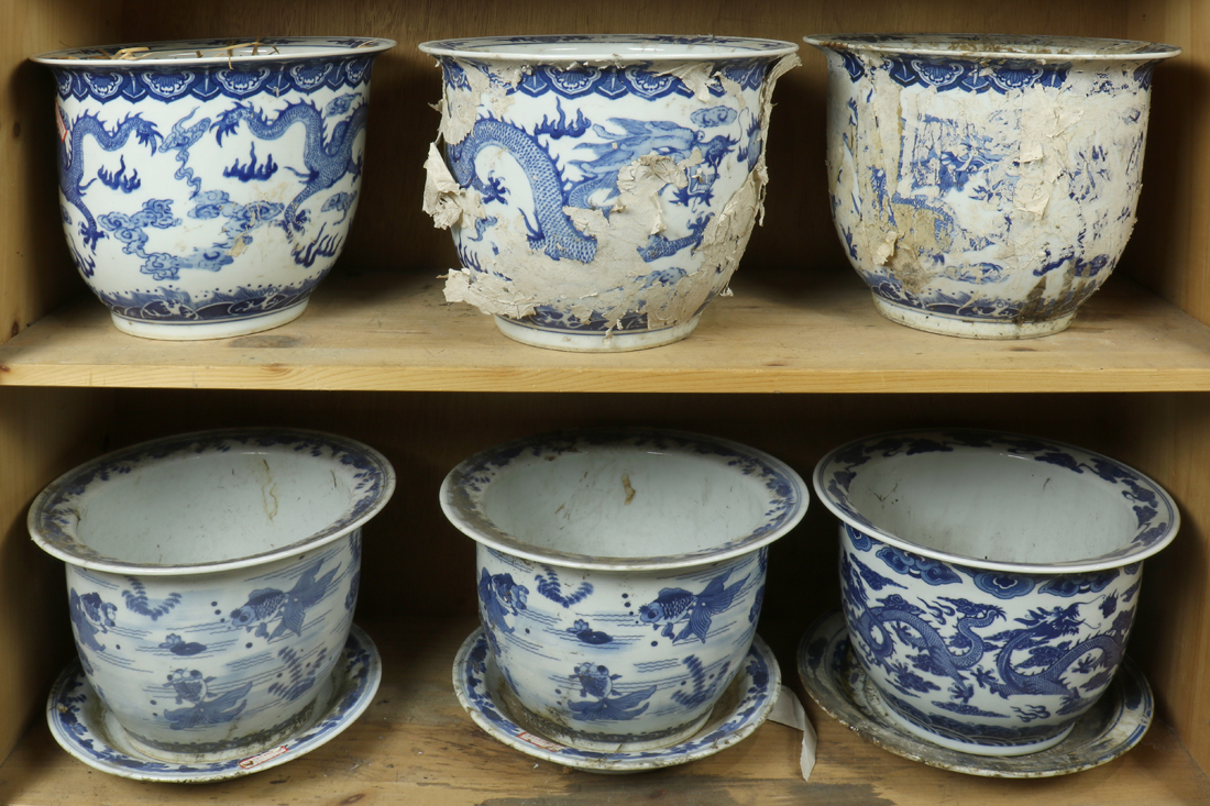 (LOT OF 6) CHINESE BLUE AND WHITE