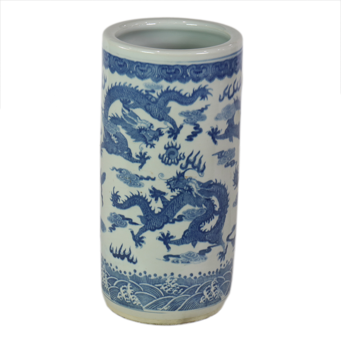 CHINESE BLUE AND WHITE UMBRELLA STAND