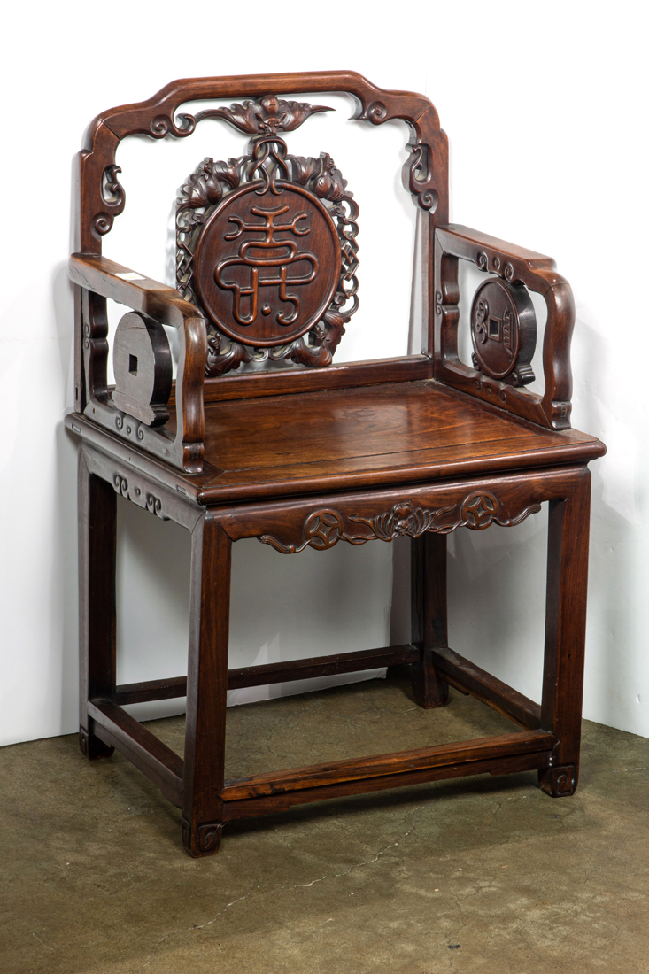 CHINESE HARDWOOD ARMCHAIR Chinese 3a2229