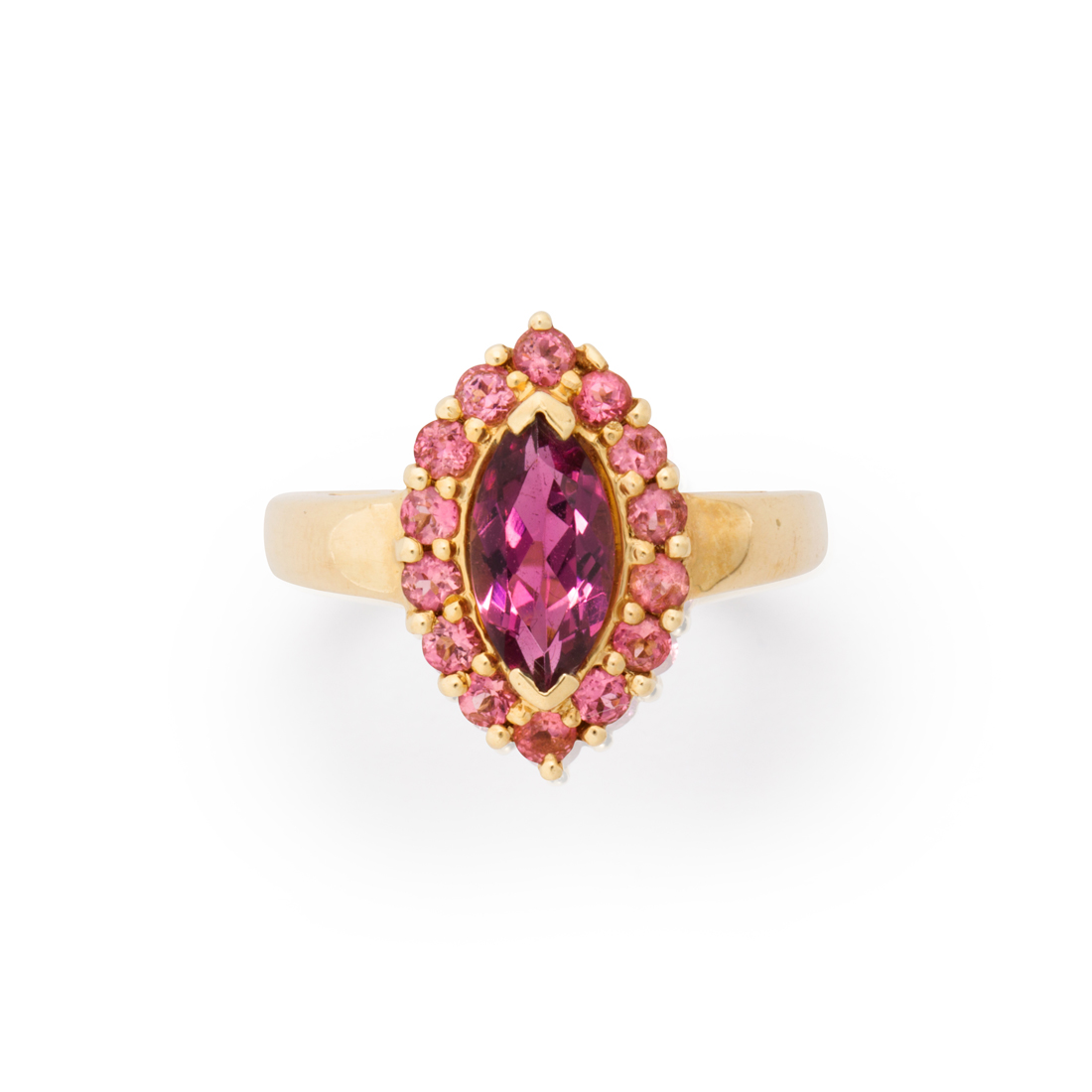 A PINK TOURMALINE AND FOURTEEN