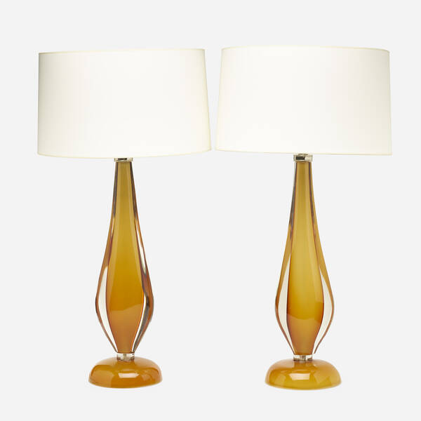 Mazzega. Table lamps, pair. c.