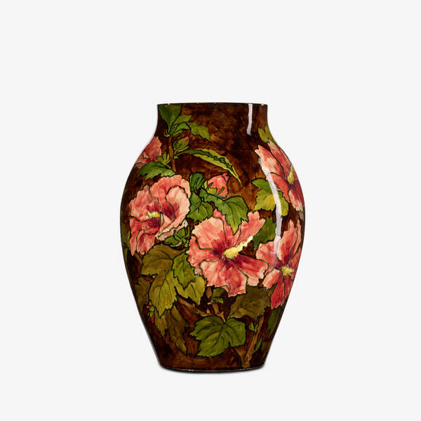 John Bennett large vase with hibiscus 3a0086